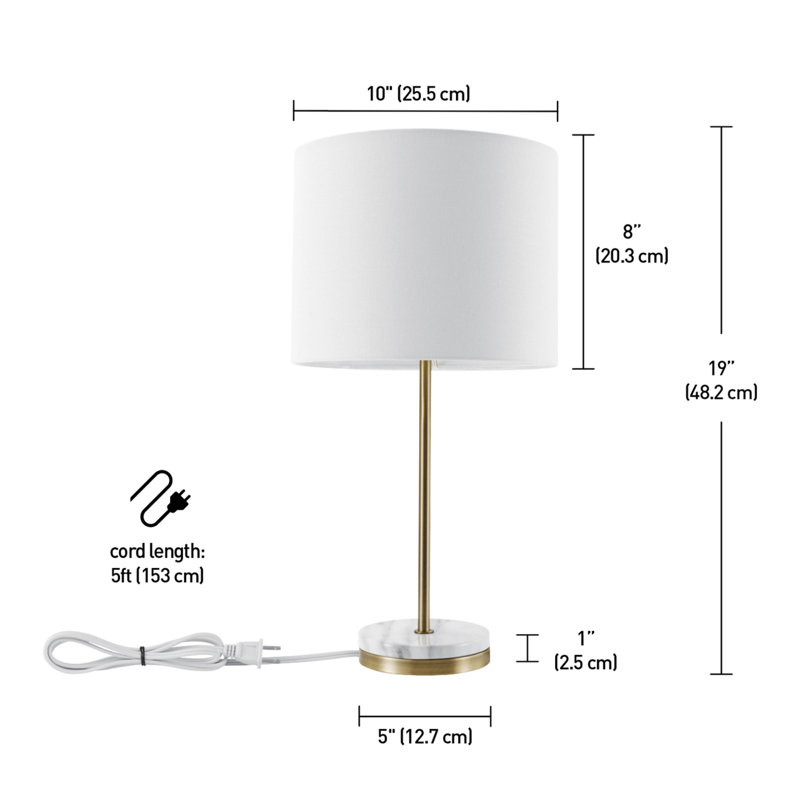 Versailles Matte Brass 19" Table Lamp with White Linen Shade