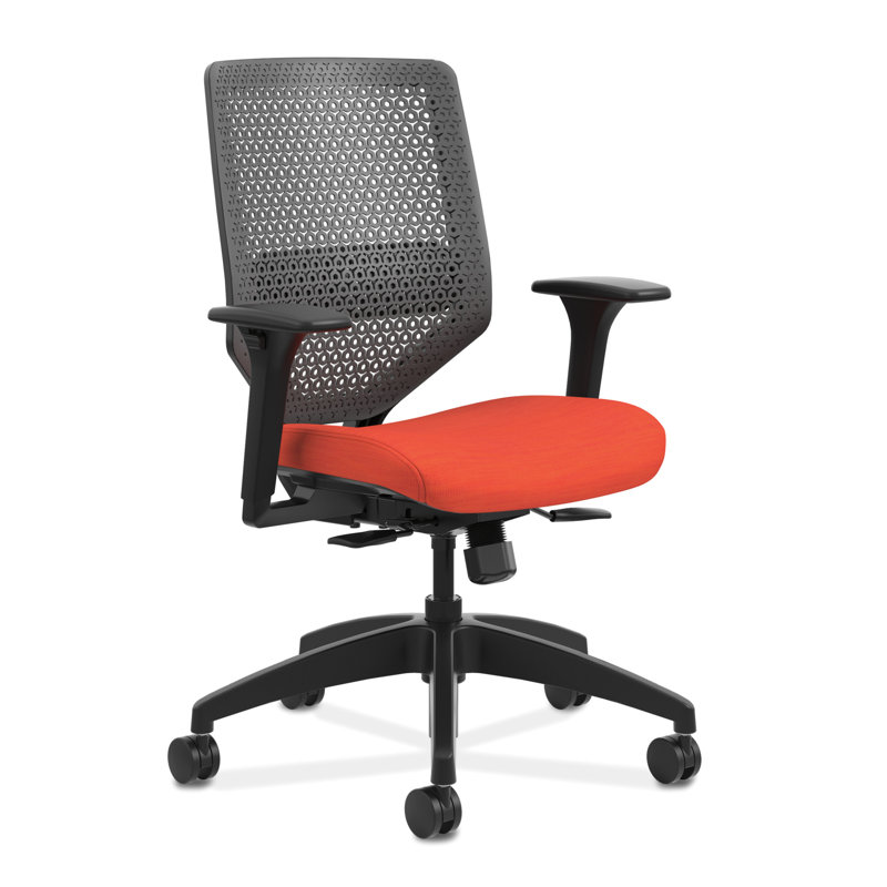 Ink Black Adjustable Mesh Mid-Back Swivel Task Chair with Lumbar Support