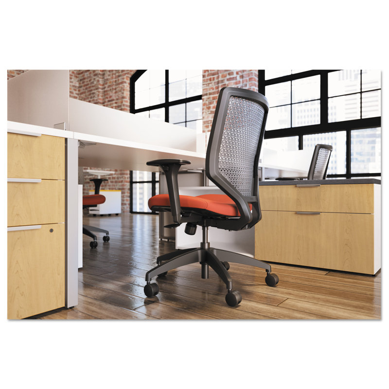 Ink Black Adjustable Mesh Mid-Back Swivel Task Chair with Lumbar Support