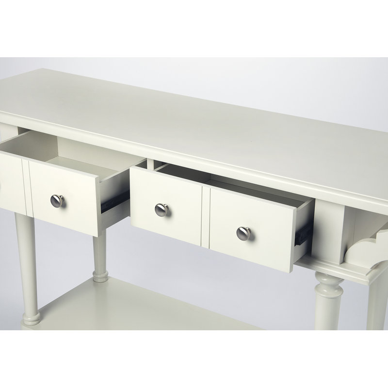 Talia Traditional White Rubberwood Console Table with Storage