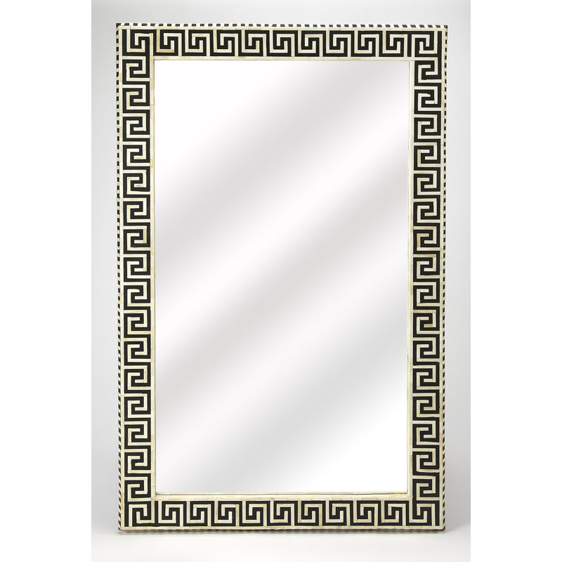 Eternity Greek Key 151'' Rectangular Black Bone Inlay Wall Mirror