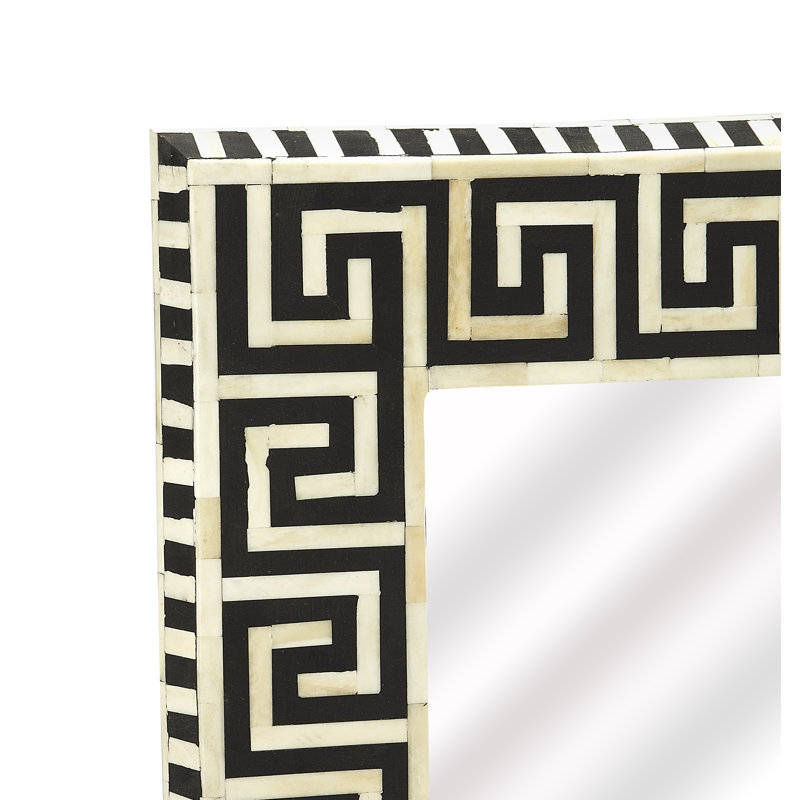 Eternity Greek Key 151'' Rectangular Black Bone Inlay Wall Mirror