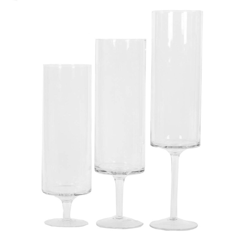 Clear Glass Tall Hurricane Candle Holders Set of 3