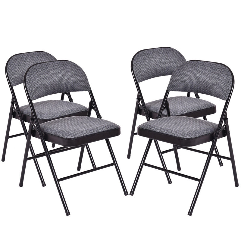 Black Ergonomic Fabric Padded Folding Chair Set