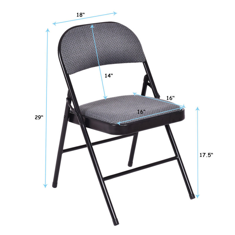 Black Ergonomic Fabric Padded Folding Chair Set