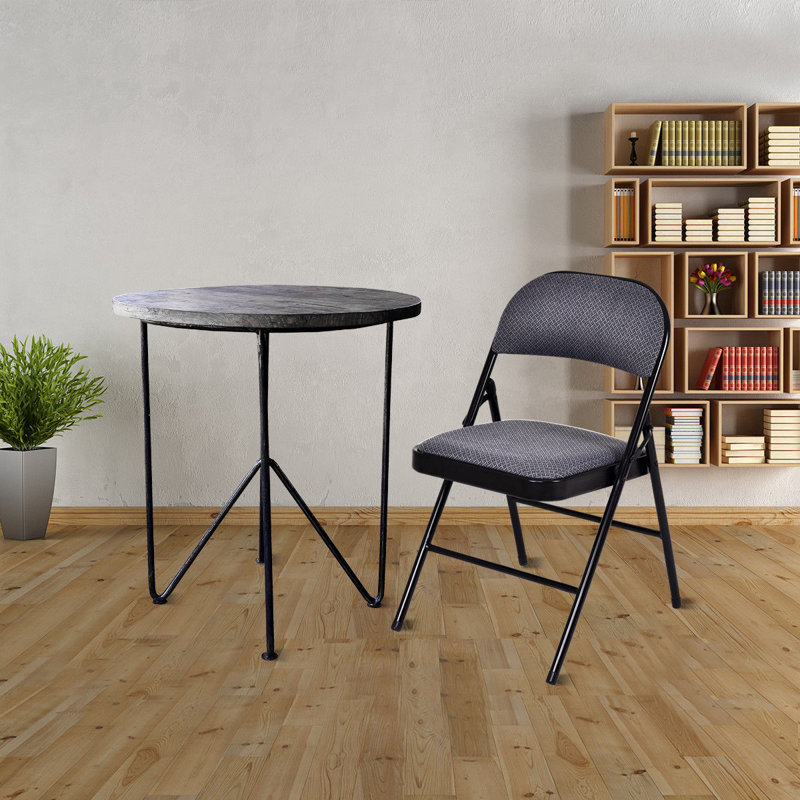 Black Ergonomic Fabric Padded Folding Chair Set