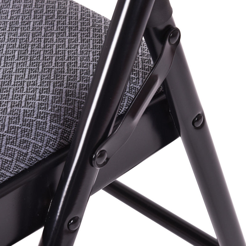 Black Ergonomic Fabric Padded Folding Chair Set