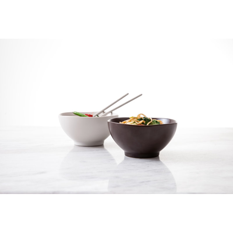 Charcoal Ceramic 21 oz. Mid-Century Modern Rice Bowl