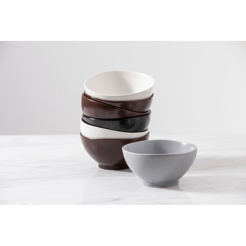 Charcoal Ceramic 21 oz. Mid-Century Modern Rice Bowl