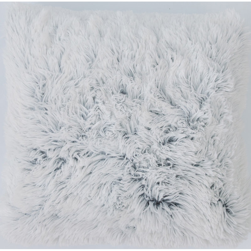 Taupe Faux Fur Shaggy Throw Pillows Set of 2