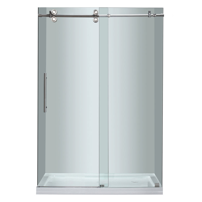 Langham 48'' x 77.5'' Frameless Clear Tempered Glass Sliding Shower Door