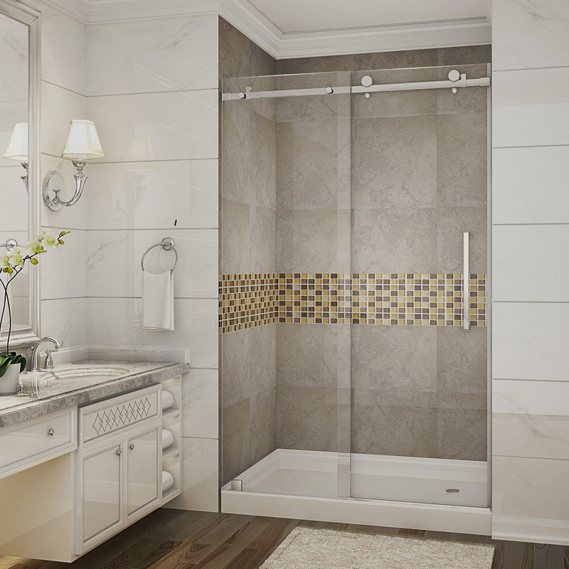 Moselle 48'' x 77.5'' Frameless Clear Tempered Glass Shower Door