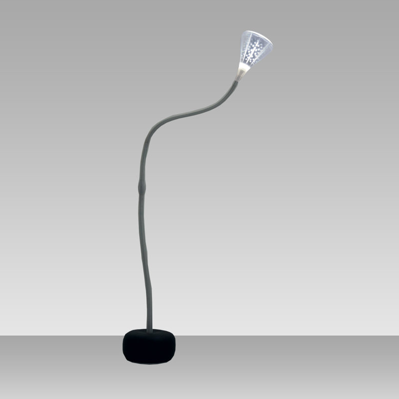 Gray Silicone and Steel Arched Floor Lamp with LED Light