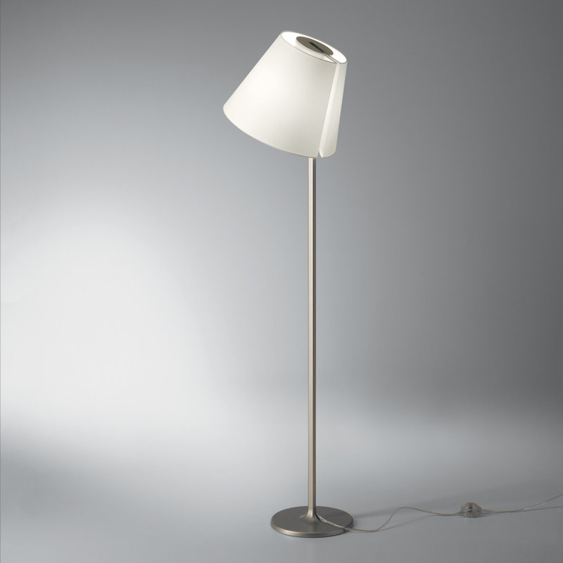 Adjustable Grey Satin Silk Floor Lamp with Aluminum Base