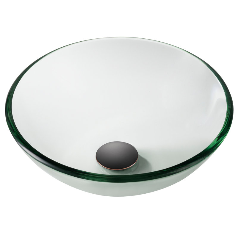 14 Inch Clear Glass Round Vessel Sink