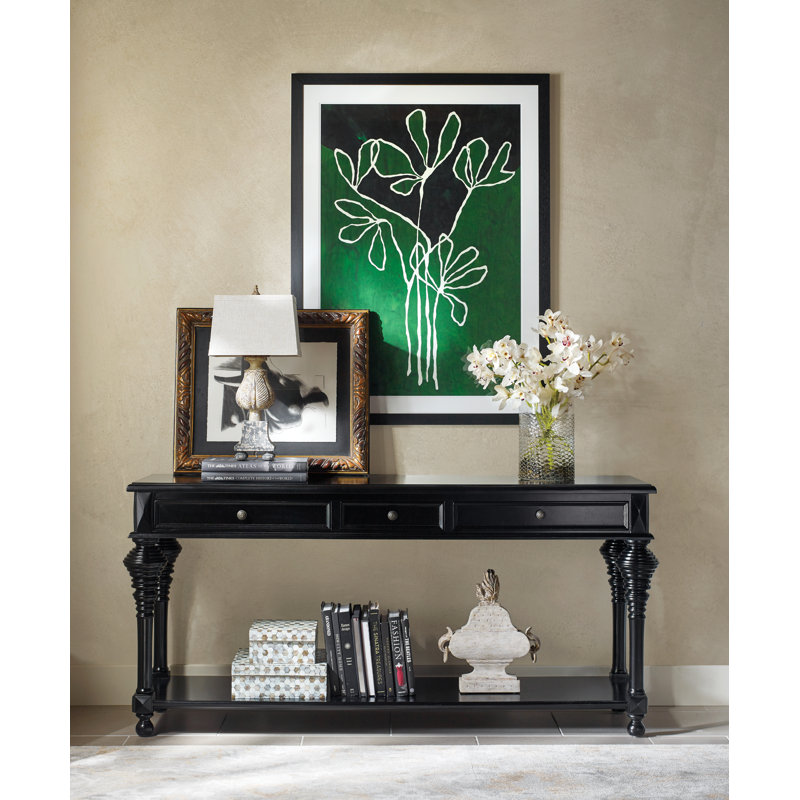 Colonial Elegance 72'' Distressed Black Solid Wood Console With Storage
