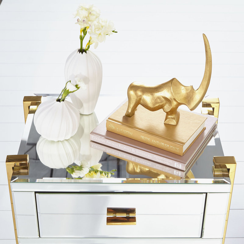 St. Clair Aged Brass Rectangular End Table with Drawer