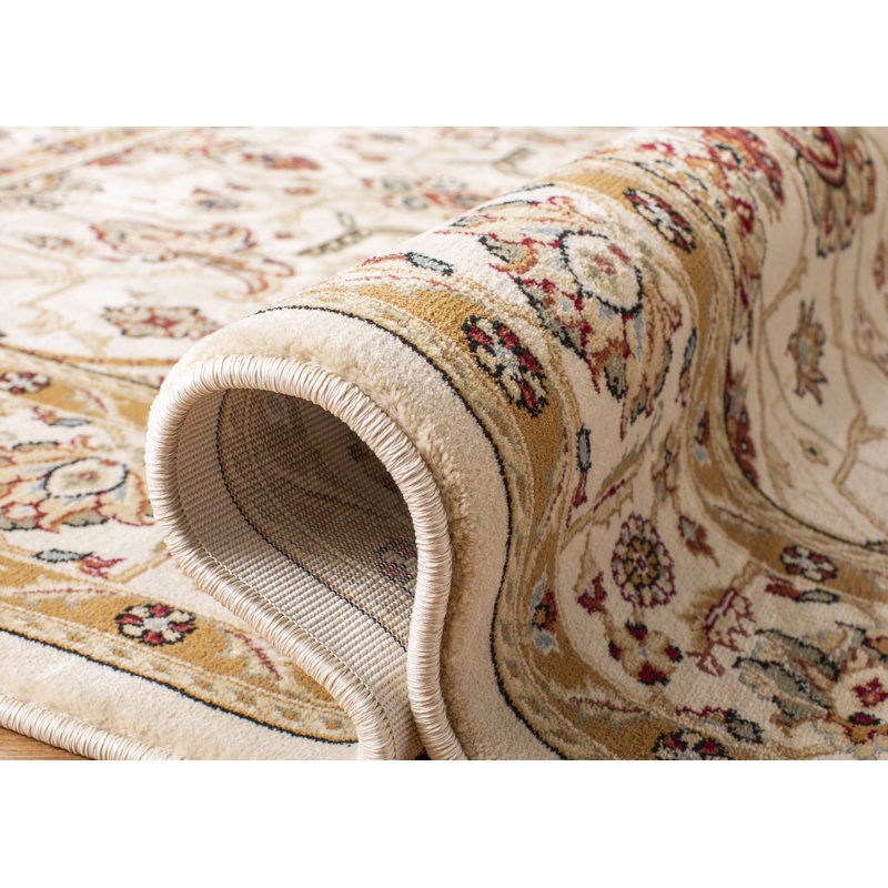 Creme Elegance Synthetic Hand-Knotted Area Rug, 5'3"x7'6"