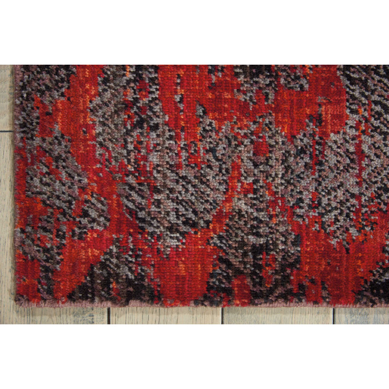 Moroccan Red and Gray Wool Rectangular Area Rug