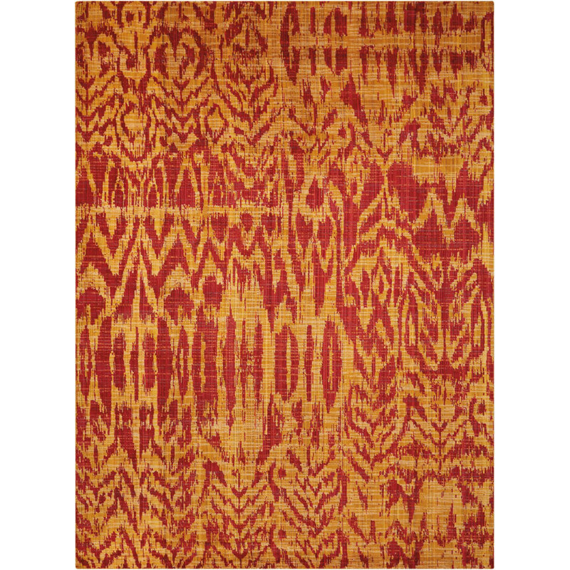 Abstract Paprika Red 5' x 7' Wool-Synthetic Blend Area Rug