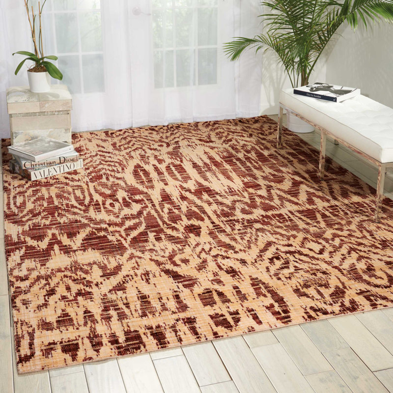 Distressed Moroccan Spice Abstract Wool Blend Rug 5'3" x 7'5"