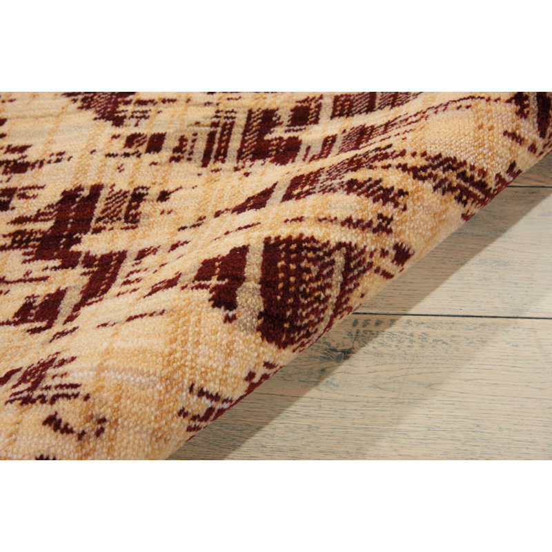 Distressed Moroccan Spice Abstract Wool Blend Rug 5'3" x 7'5"