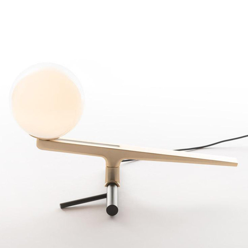 Elegant Swallow Perch 9cm White Glass & Brass LED Table Lamp
