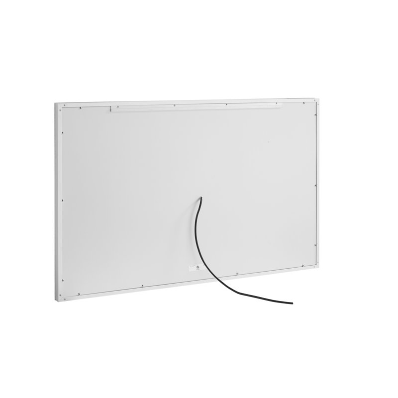 Daytona 48" Rectangular LED Lighted Silver Bathroom Mirror with Digital Clock