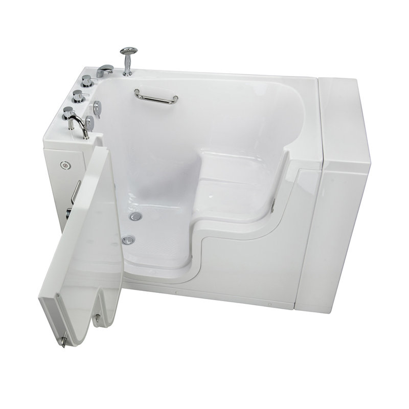 52'' x 30'' White Acrylic Walk-In Bathtub with Faucet