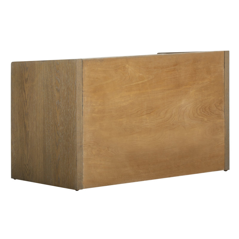 Percy Transitional 34'' Beige Linen and Rustic Oak Storage Bench