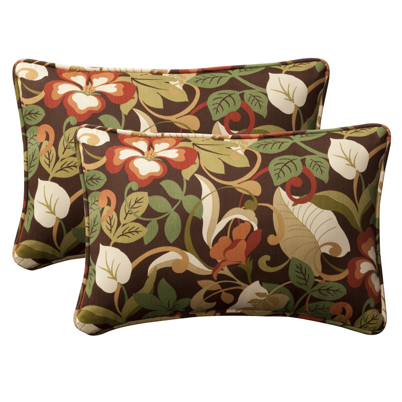Black and Yellow Floral Oversized Lumbar Pillows Set