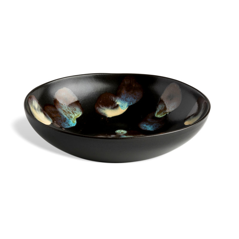Dappled Black Ceramic 20 oz Pasta Bowl
