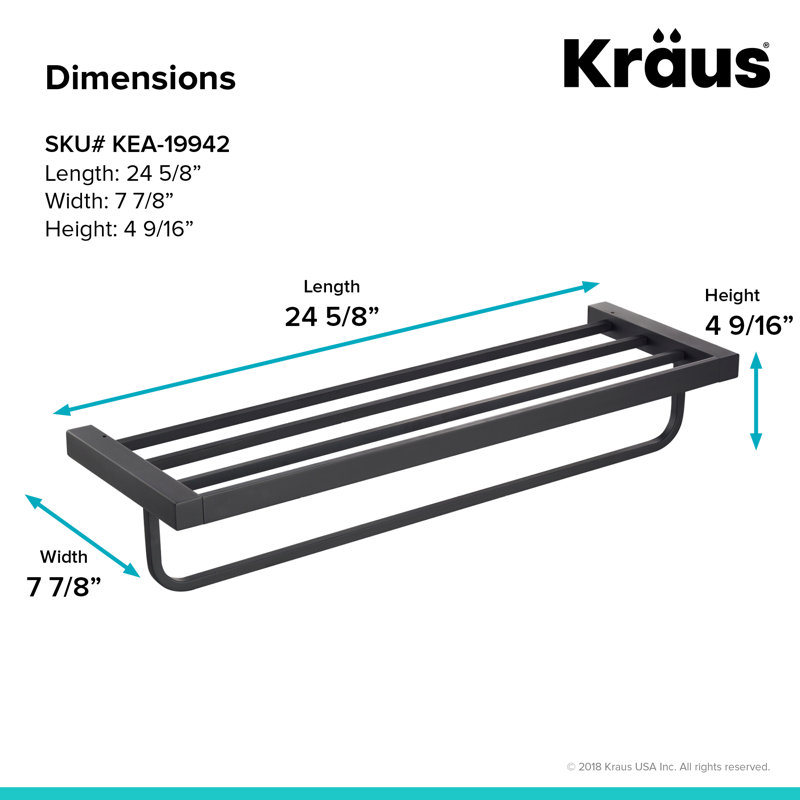 Matte Black Wall-Mounted Bathroom Shelf with Towel Bar