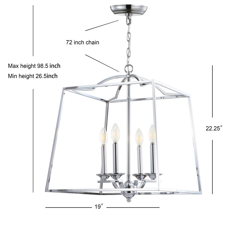 Gloria Polished Chrome 19" LED Lantern Pendant - Adjustable Height
