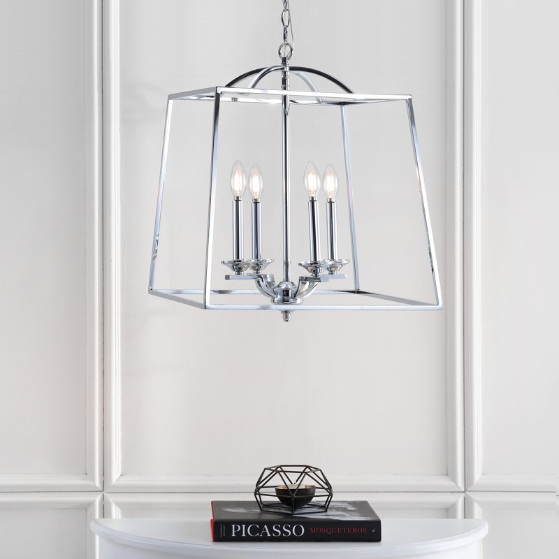 Gloria Polished Chrome 19" LED Lantern Pendant - Adjustable Height