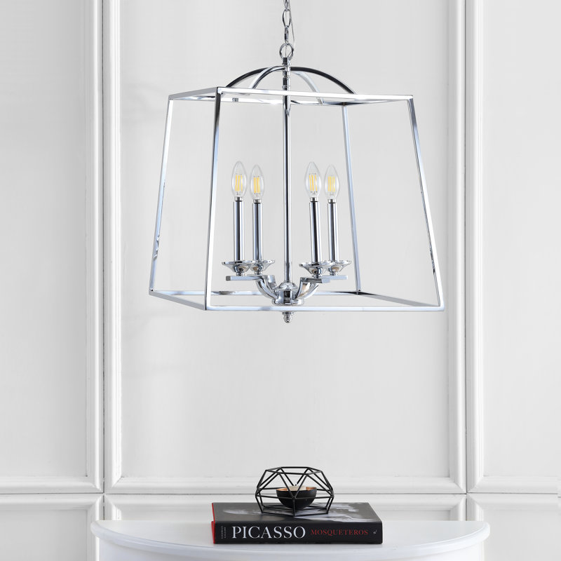 Gloria Polished Chrome 19" LED Lantern Pendant - Adjustable Height