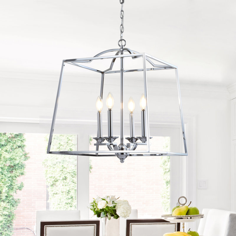 Gloria Polished Chrome 19" LED Lantern Pendant - Adjustable Height