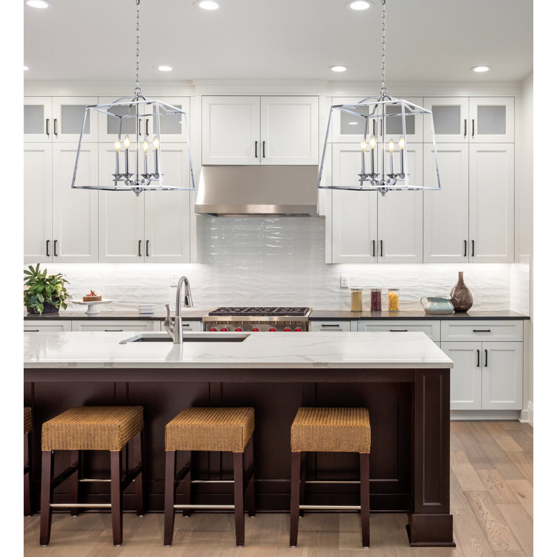 Gloria Polished Chrome 19" LED Lantern Pendant - Adjustable Height