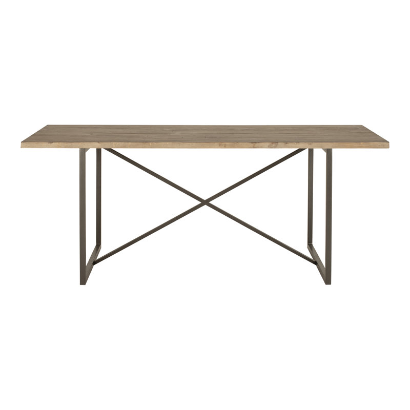 Sierra 75" Reclaimed Pine Wood Dining Table with Metal Base