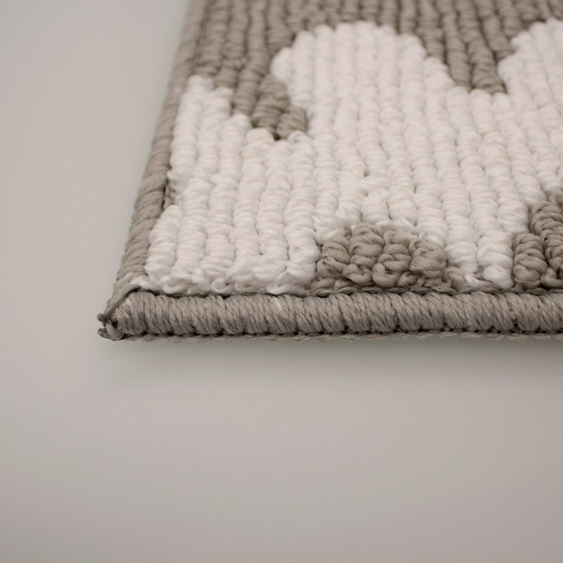 Light Grey & White Geometric Easy-Care Area Rug, 60"x36"