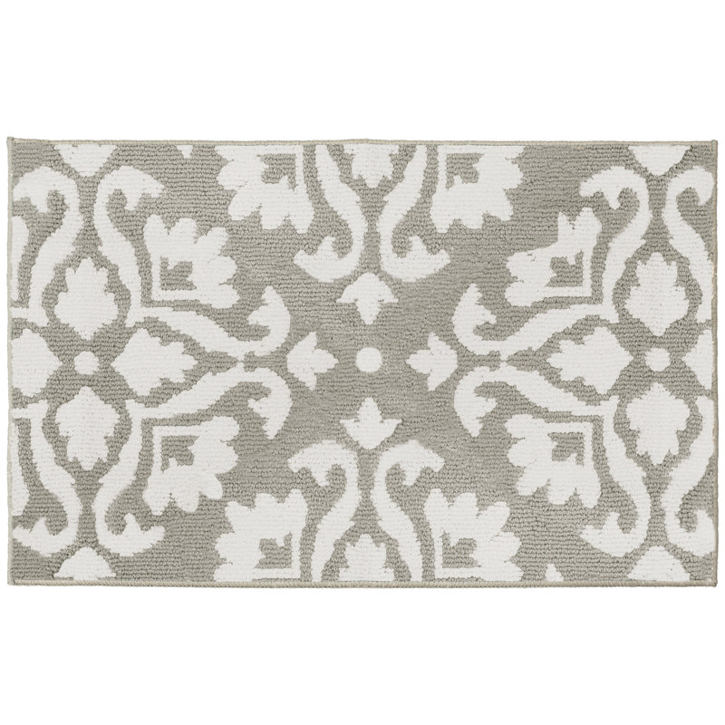 Light Grey & White Geometric Easy-Care Area Rug, 60"x36"