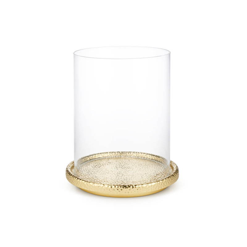 Brass and Glass Tabletop Hurricane Candle Holder
