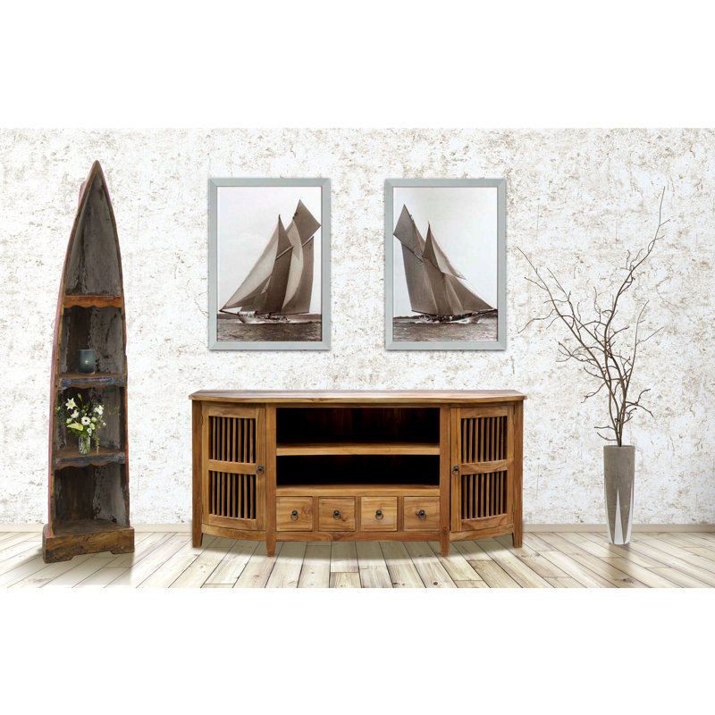 Perla 69'' Eco Teak Sideboard with Slatted Doors and Storage