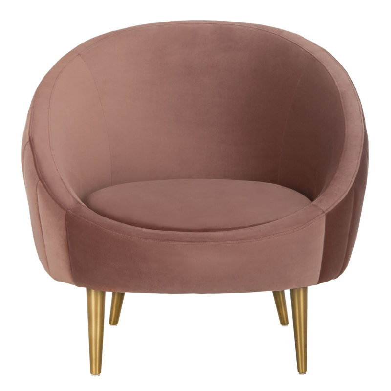 Dusty Rose Velvet Barrel Armchair with Gold Legs