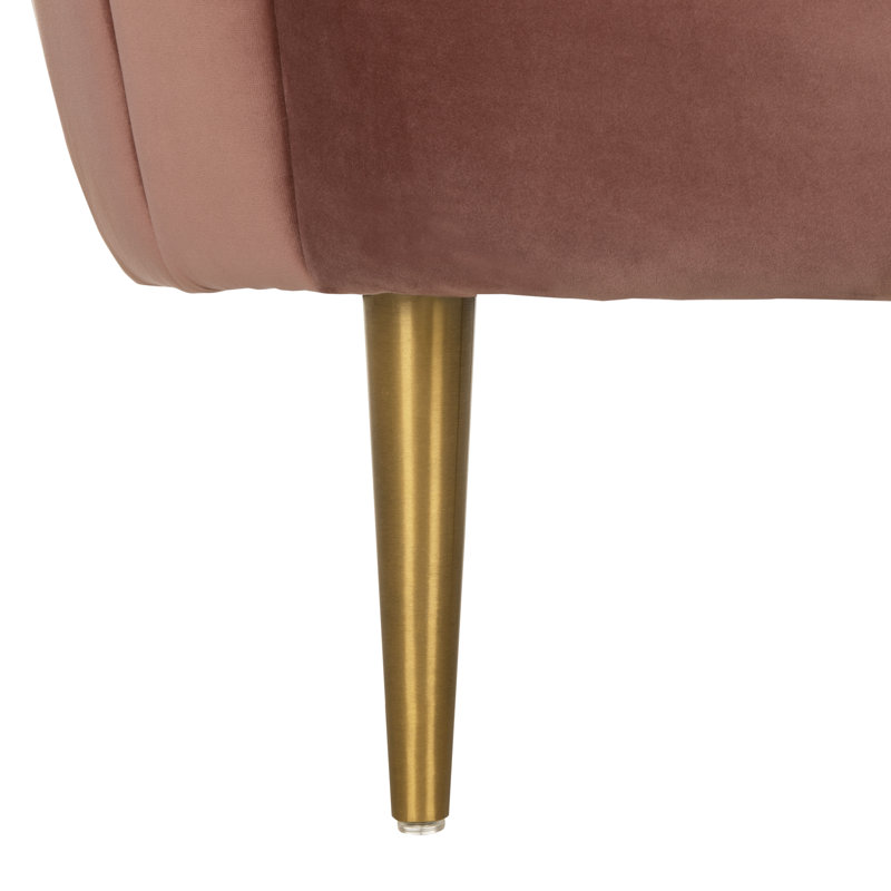 Dusty Rose Velvet Barrel Armchair with Gold Legs