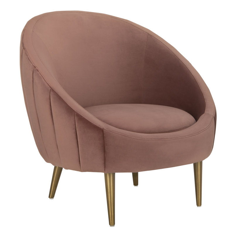 Dusty Rose Velvet Barrel Armchair with Gold Legs