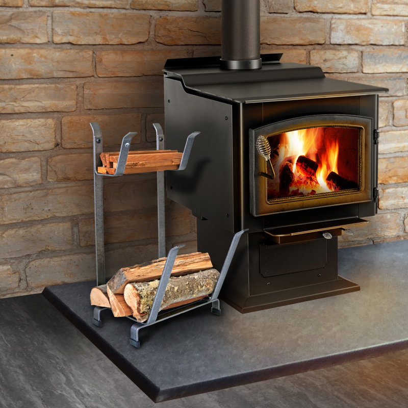 Hammered Steel Log Rack with Kindling Holder, 2-Tier