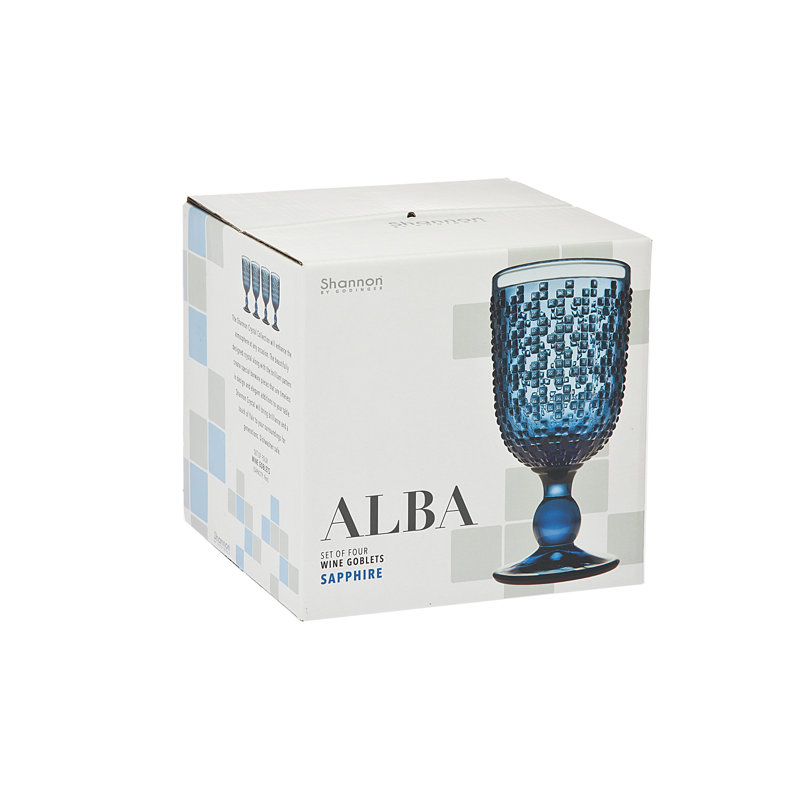Alba 9oz Blue Crystal Goblet Set of 4