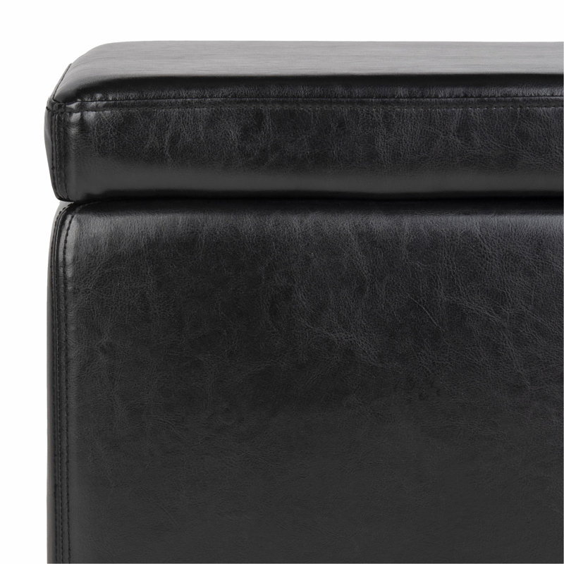 Jonathan Black Faux Leather Flip Top Storage Ottoman