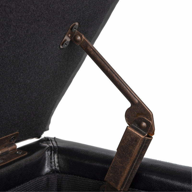 Jonathan Black Faux Leather Flip Top Storage Ottoman